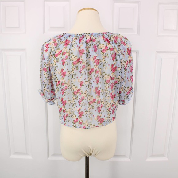 dELiA*s Floral Front Tie Puff Sleeve Blouse - Picture 4 of 6